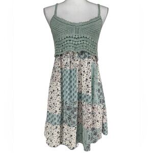 NO BOUNDARIES / Mint Green Crochet Top +  Skirt Dress / Small